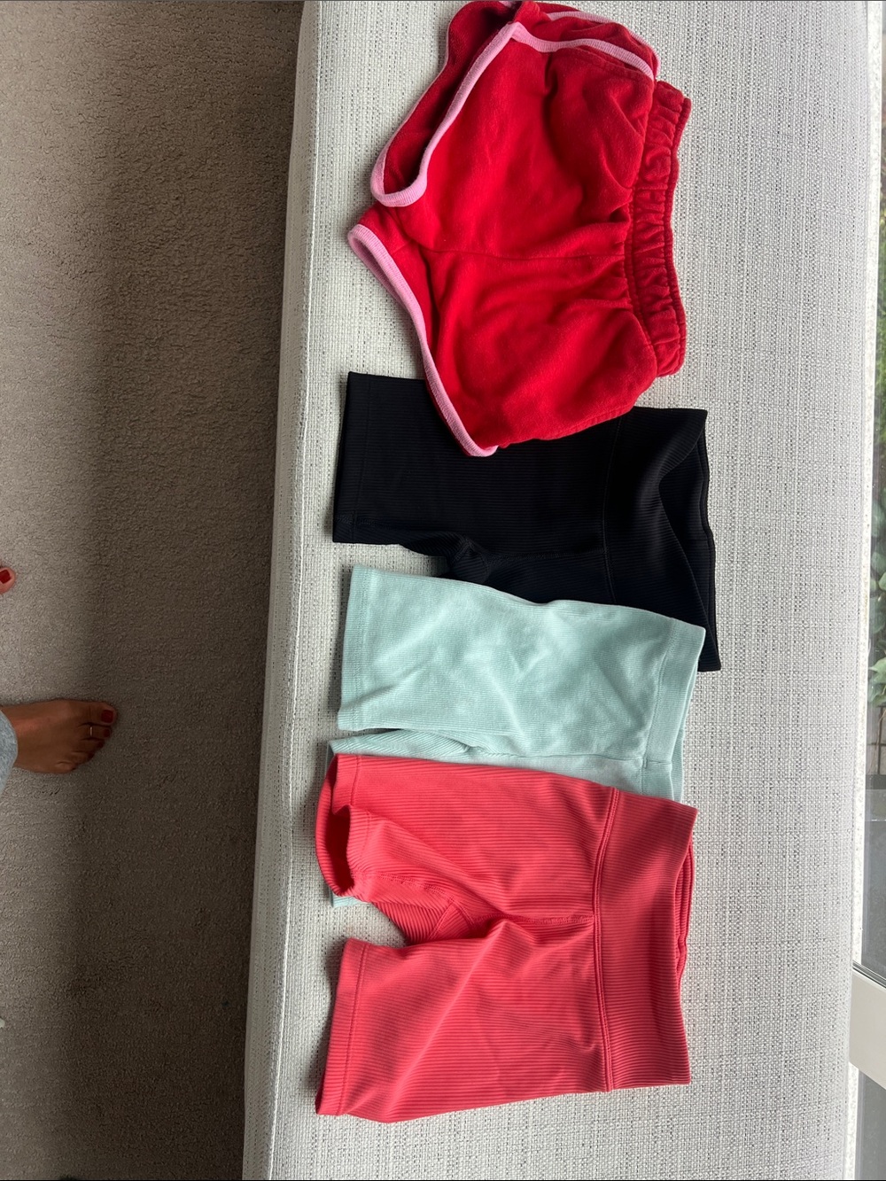 Girls 4-set Shorts Set - Red, Black, Mint, Coral
